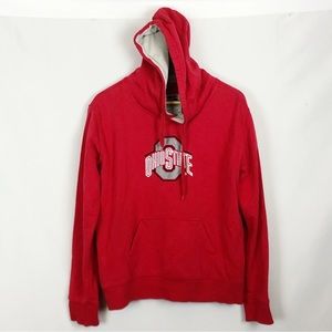 Ohio State University Buckeyes Hooded Sweatshirt Red Embroidered Size L